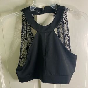 Black lace crop top